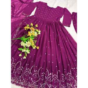 Robe Anarkali pour femme de créateur avec Pent et Dupatta pour la fête - Product Image 3