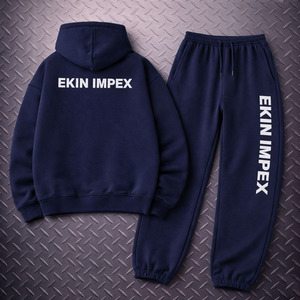 Luxury High Quality 450 Gsm Streetwear Zip up Oversized Wide Leg Double Layer Men Logo Custom Hoodie and <b>Sweatpants</b> <b>Set</b> - Product Image 2