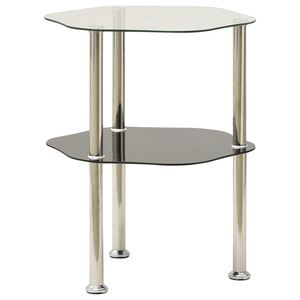 Table d'appoint en verre trempé transparent et noir à 2 niveaux 15 "x 15" x 19.7 "pour meubles de salon - Product Image 2