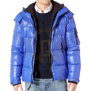 เสื้อแจ็กเก็ตขนเป็ดผ้าไนลอนสีดำยาวมีฮู้ดดีไซน์เป็นฟองสำหรับผู้ชายงานตามสั่ง - Product Image 1