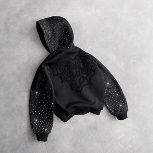 Sweat à capuche en molleton noir pour homme, logo brodé, style streetwear, vêtement d'hiver, coupe classique, manches classiques, 100% molleton - Product Image 2
