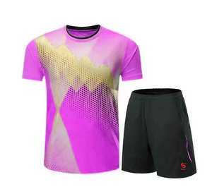 Uniforme de tennis court pour homme en polyester 100 % de qualité supérieure, avec logo personnalisé sur le devant, évacuation de l'humidité, séchage rapide, respirant, protection UV pour l'été - Product Image 5