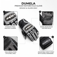 Gants de moto en cuir Dumela à doigts entiers, compatibles écran tactile, doublure en coton, longueur poignet, respirants, sportifs, pour le cyclisme printemps-automne