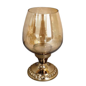 Support à bougies moderne en métal et verre, porte-bougie en verre coloré, porte-bougie pour décoration de mariage - Product Image 3