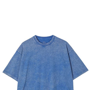 Camiseta Personalizada para Hombre, 100% Algodón Jersey, Lavado Ácido, Efecto Desgastado por el Sol, Corte Holgado, Antiarrugas, Transpirable, Cuello Redondo, Impresión Serigráfica - Product Image 5