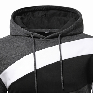 Sweat-shirt à capuche oversize pour homme, motif à carreaux color block, avec panneau contrastant, style streetwear décontracté, en polaire et avec poche - Product Image 6