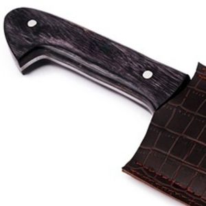 Couteaux à découper la viande de haute qualité avec une lame large et tranchante, manche en bois riveté et étui de protection en cuir pour les aliments - Product Image 5