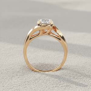 Anillo de compromiso solitario Stonewels Bypass en oro macizo con diamante redondo cultivado en laboratorio con engaste de púas, certificado - Product Image 2