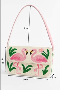 Bolso de Hombro Individual con Cuentas Geométricas de Flamenco para Mujer, Bolso de Lujo Personalizado, Cartera de Moda para Verano y Otoño, Cierre de Aro, para Viaje - Product Image 3