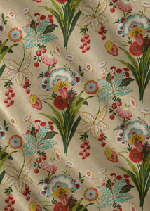 Crimson Vines Cotton Chanderi <b>Fabric</b> Charcoal Slub Urban Foliage Printed Earthy Meadow Digital Print Organic Eco-Friendly <b>Medium</b> - Product Image 2