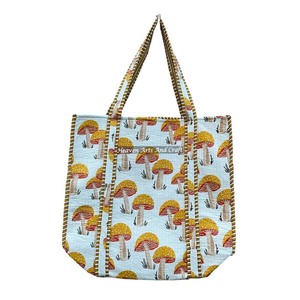 Sac fourre-tout en coton imprimé à la main indien, matelassé, pour le shopping, à porter à l'épaule - Product Image 2