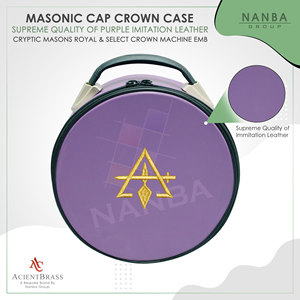 Cryptic Masonic Royal and Select Master Crown Cap Case <b>Purple</b>, Hand Embroidered - Product Image 3
