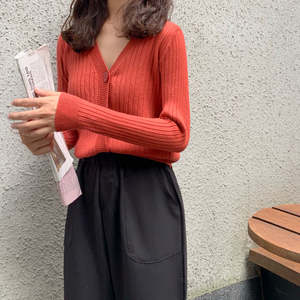 Winter 2026 <b>Women's</b> Loose Korean Short Style Solid 100% Cotton Button Closure Sweater <b>Cardigan</b> Coat - Product Image 2