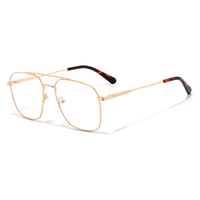 Lunettes carrées en acier inoxydable pour hommes 57 mm, montures optiques métalliques à double pont pour marque privée et vente en gros