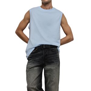 Camiseta sin Mangas Premium para Hombre, Ecológica, de Algodón, Estilo Minimalista, Informal, con Logotipo Frontal con Impresión Digital - Product Image 6