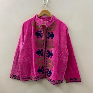 Top Trendy Winter Jacket Velvet Suzani Cropped Bohemian <b>Coat</b> with Floral Embroidery for Festivals or Casual Wear - Product Image 1