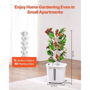 6 Tiers Vertical Hydroponic Tower with 30 Pods Home Hydroponic Garden Water Pump <b>Timer</b> Hydronic <b>Irrigation</b> Hydroponics Equipment - Product Image 2