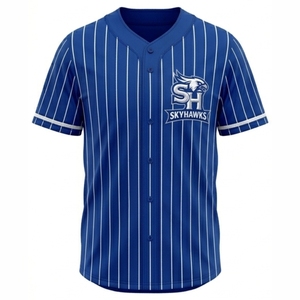 Ventes en gros de maillots de baseball personnalisés pour hommes, manches courtes, col en V uni, évacuation de l'humidité, séchage rapide, coupe régulière, adulte, 100% polyester - Product Image 1