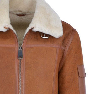Winter <b>Fur</b> Shearling Camel <b>Leather</b> Jacket/Genuine <b>Leather</b> Shearling <b>Fur</b> Jacket/Custom OEM <b>Coat</b> Jacket for Men - Product Image 3