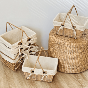 Eco-Friendly <b>Wicker</b> RATTAN <b>Storage</b> <b>Basket</b> Metal Frame Reinforced, <b>Storage</b> <b>Basket</b> with Metal Frame and Cotton Liner Rectangular - Product Image 5