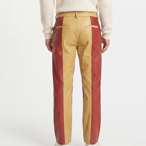 Custom <b>Men</b> Casual PU Leather Mid Waist <b>Baggy</b> Oversize <b>Trousers</b> with Side Pockets - Product Image 2