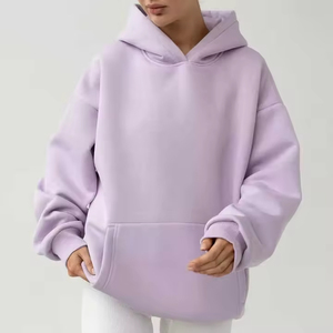 Sweat-shirt à capuche unisexe surdimensionné, couleur unie, coton French Terry, décontracté, pour l'automne, avec poche, coupe classique - Product Image 4