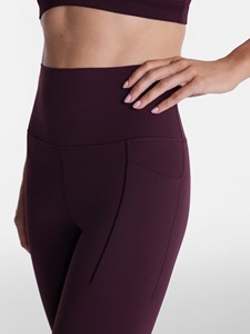 High Waist Full Length Leggings Solid Color With Invisible Pockets Stretch Knitted Spandex Nylon Fabric For <b>Women</b> - Product Image 6