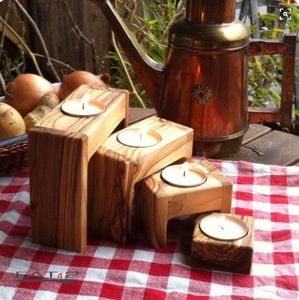 ชุดที่วางเทียนไม้ทรงสี่เหลี่ยมสำหรับตกแต่งบ้าน วัสดุไม้ธรรมชาติ - Product Image 2