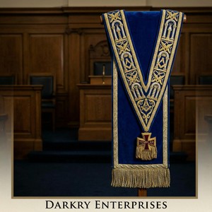 Écharpe maçonnique en velours noir brodée à la main avec fil d'or, ornée de franges dorées, pour cérémonies fraternelles et temples, personnalisable - Product Image 5