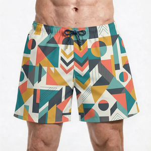 Shorts de Baño para Hombre, Estampado Floral, Secado Rápido, Cintura Media, Cordón Ajustable, Casual, 100% Poliéster, Tejido de Punto - Product Image 4