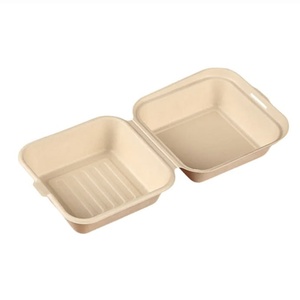 Boîte d'emballage compostable en bagasse pour sandwichs, boulangerie, restauration rapide, taille personnalisée, boîtes à clapet pour burgers, conteneur pour aliments chauds - Product Image 1