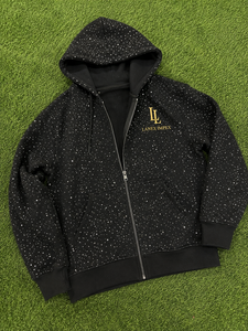 Sweat à capuche zippé personnalisé pour homme avec strass, noir, entièrement zippé, haut de gamme, streetwear décontracté, mode, vente en gros - Product Image 6