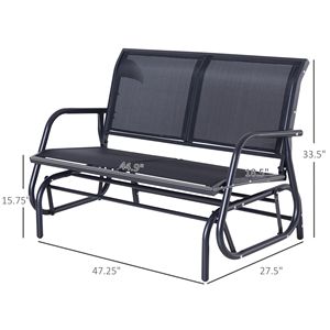 Dondolo a Dondolo da Esterno per 2 Persone, Sedia a Dondolo per Patio, Struttura in Ferro e Acciaio Resistente, Plastica, Colore Nero, per Giardino e Parco - Product Image 3