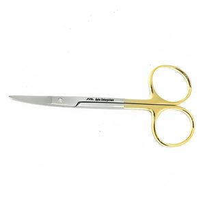 German Stainless Steel 4.5 Inch (11.43cm) Iris Surgical Scissors Straight and Curved with Gold Titanium Handle TC <b>Tungsten</b> - Product Image 2