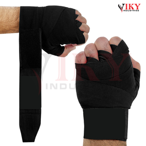Service OEM ODM – Bandes de boxe noires professionnelles élastiques et respirantes pour entraînement MMA, avec étiquette personnalisée, sangles de poignet - Product Image 5