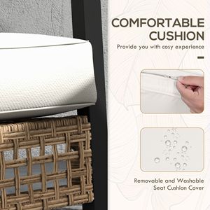 Set Bistrot 3 Pezzi Bianco con Tavolino da Caffè, Mobili da Esterno in Vimini, Cuscini Trapuntati a Bottoni, Sedie a Dondolo in Rattan per Ospedali (Minimo) - Product Image 6