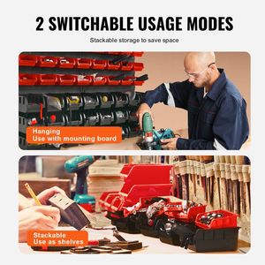 Organizador de piezas de 48 contenedores montado en la pared, cajas de almacenamiento de plástico para tienda de garaje, organizador de herramientas para tuercas, pernos, tornillos, clavos - Product Image 3