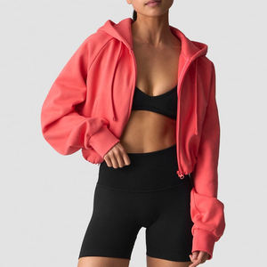 Sudadera casual ligera de forro polar para mujer, estilo oversize, con hombros caídos, lavada, para invierno, venta al por mayor de fábrica, con logo personalizado, estilo streetwear. - Product Image 1