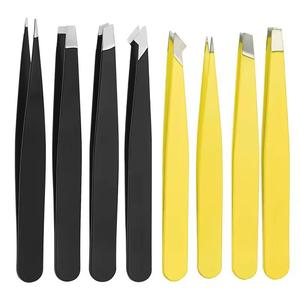 Juego de Pinzas para Pestañas de Acero Inoxidable, Puntas Suaves Negras y Amarillas para Uso Estético - Product Image 1