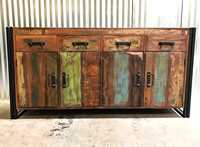 Buffet en bois de manguier rustique et industriel - Meuble de rangement artisanal, écologique et durable