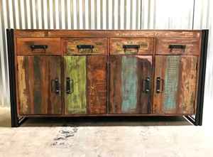 <b>RUSTIC</b> INDUSTRIAL LONG MANGO WOOD <b>SIDEBOARD</b>-Eco-Friendly Durable Handmade Storage Furniture - Product Image 4