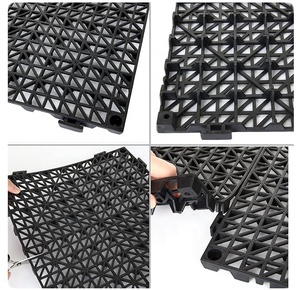 Dalles de sol emboîtables d'extérieur pour piscine, terrasse, drain, patio, balcon, niche pour animaux, volière, noires - Product Image 5