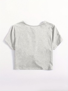 Camiseta Corta de Moda para Mujer al por Mayor, Top Casual de Manga Corta para Dama, Camiseta Recortada de Verano, Estilo Urbano, Ajuste Delgado, Top de Algodón Suave - Product Image 6