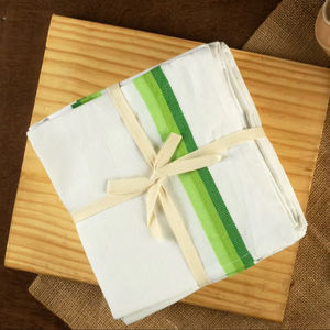 Toallas de Cocina Cuadradas y Rectangulares 100% Algodón Ecológico, Tejidas a Rayas, de Secado Rápido, con Etiqueta Personalizada, Lavables a Máquina, de Tamil Nadu - Product Image 1