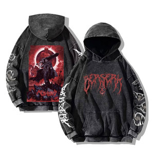 Sudadera con Capucha Oversize para Hombre, Estilo Único, Última Llegada, Otoño, Poliéster/Algodón, Felpa, Color Negro, Lavado Ácido, Casual, Bordada - Product Image 5