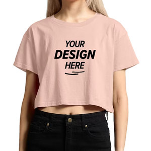 เสื้อครอปท็อปผู้หญิง แขนสั้น คอกลม ผ้าฝ้ายเรียบง่าย สไตล์ลำลอง สำหรับฤดูร้อน - Product Image 4