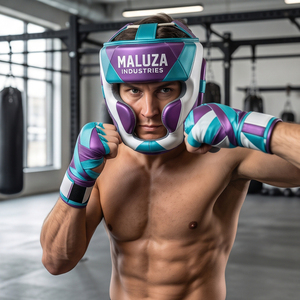 Casque de boxe en cuir OEM, protection antichoc respirante pour entraînement, sparring, Muay Thai, Kickboxing, avec visière transparente - Product Image 4