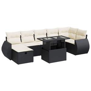 Conjunto de Sofás de Jardín en Blanco Crema y Negro - Product Image 2