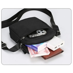 Men Women <b>Mini</b> Oxford Shoulder <b>Bag</b> <b>Black</b> Cordura Fabric Mobile Phone Waist Pack Lightweight Crossbody Adjustable Strap Polyester - Product Image 5