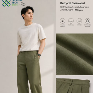 RCO-CW0471 Recycled Seawool Cotton Lyocell Spandex Heavyweight Stretch Fabric for Pants and Trousers (250gsm) - Product Image 2